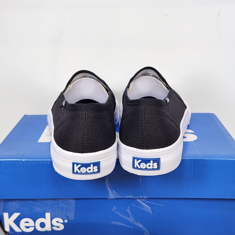 Keds Double Decker Canvas Sneakers Womens Size 7.5 Black Slip-On Shoes Noir - Picture 4 of 7